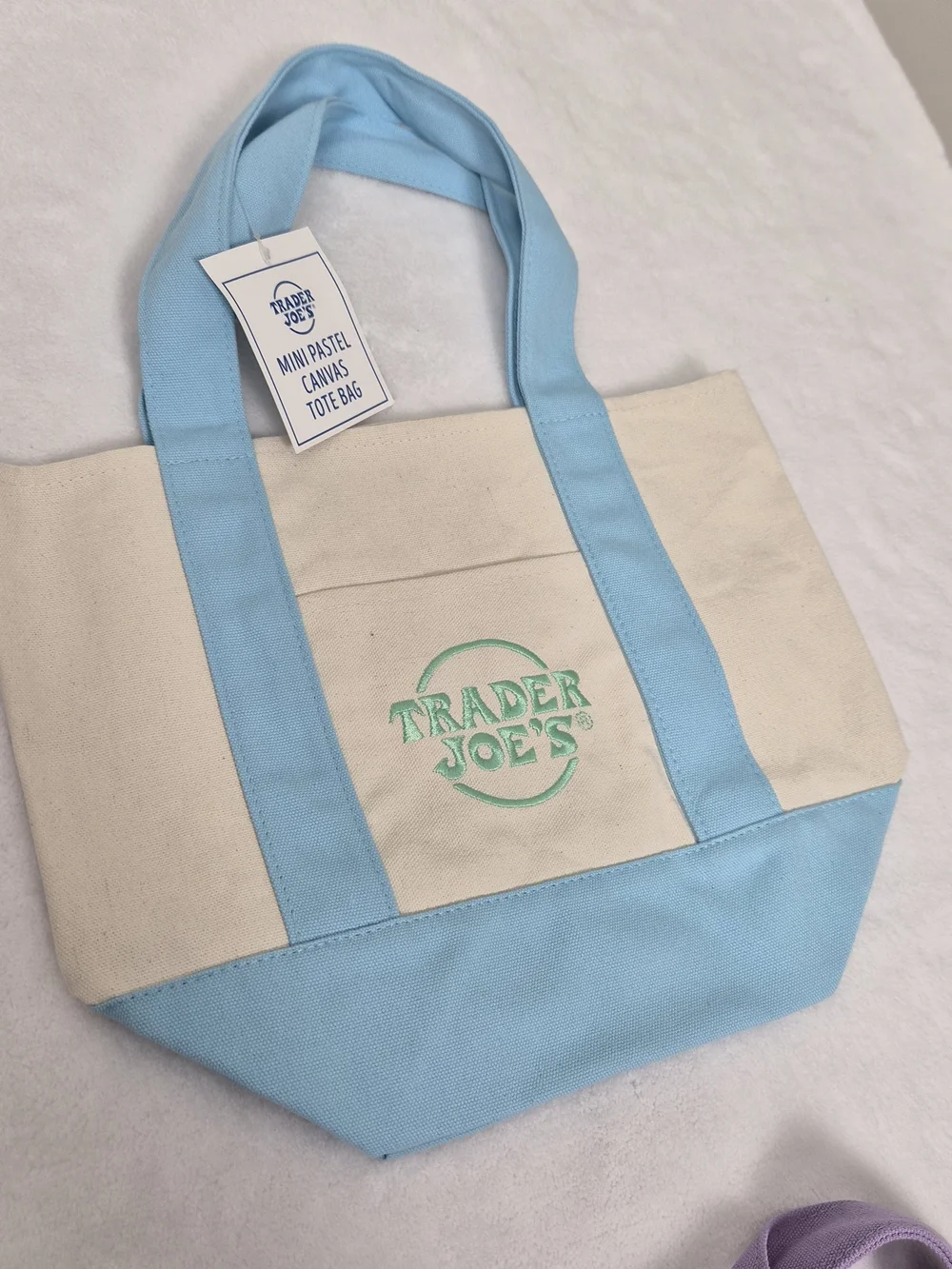 NWT Trader Joe's Mini Pastel Canvas Tote Bag Set of 4 Limited Spring Edition Top